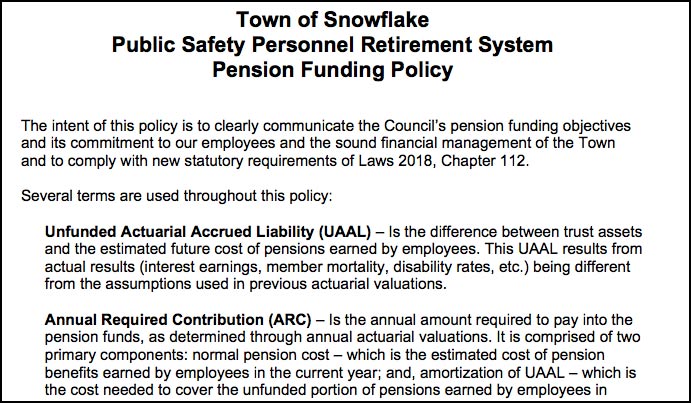 Snowflake’s Public Safety Retirement System Pension Funding Policy